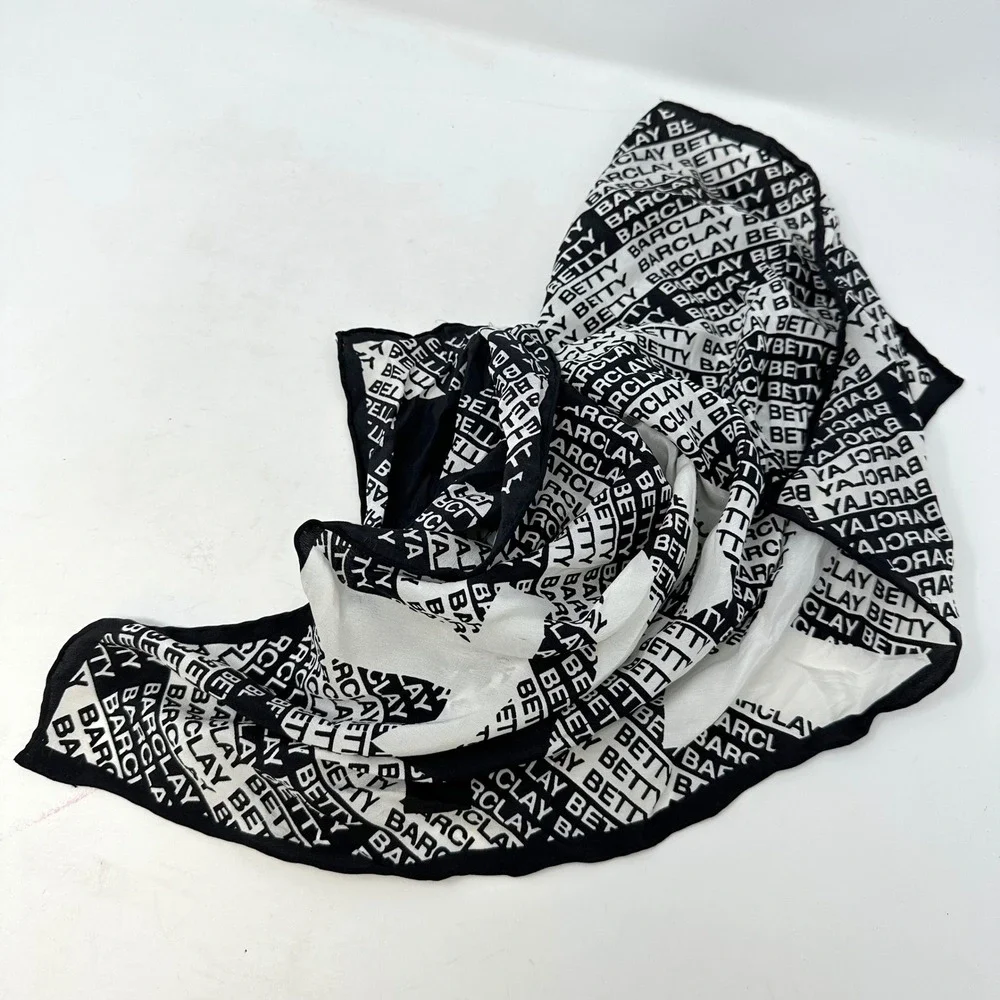 Vintage 1970s Betty Barclay Silk Logo Scarf 19